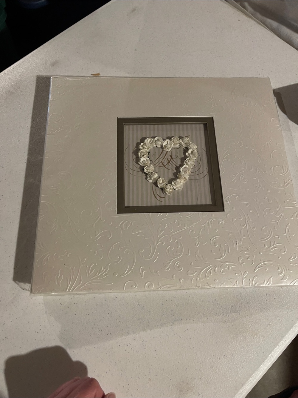 Elegant Cream Floral Heart Wedding Album